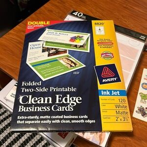 Avery printable business cards double sided foldable new pack of 120 white matte